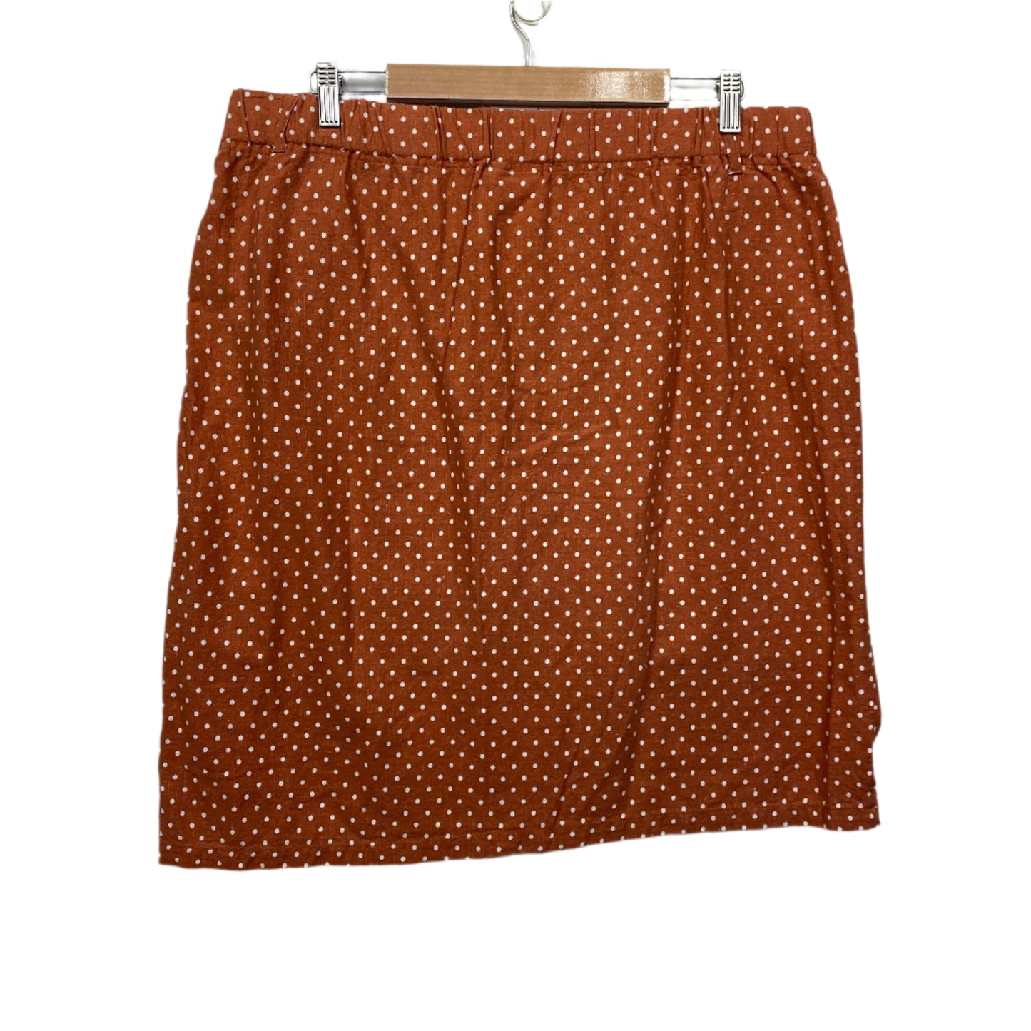 Rockmans Skirt Size 18 Rust White Linen Blend Polka Dots