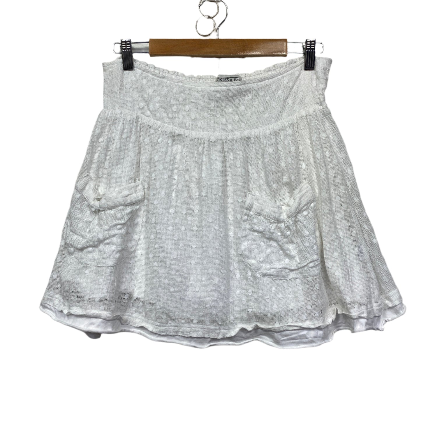 Chuckles & Boo Mini Skirt White Medium Large 12 14 Boho