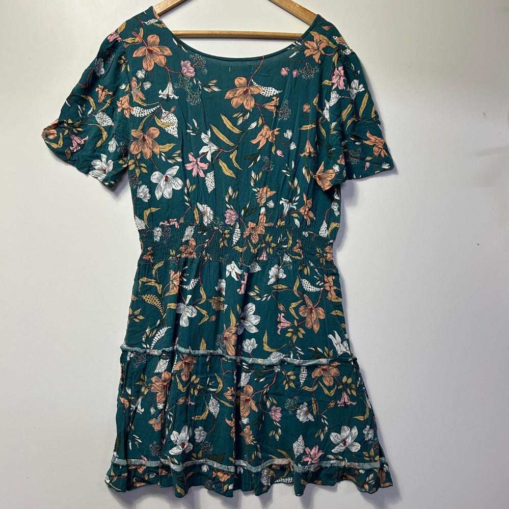 Miracle Teal Floral Dress - Size 18