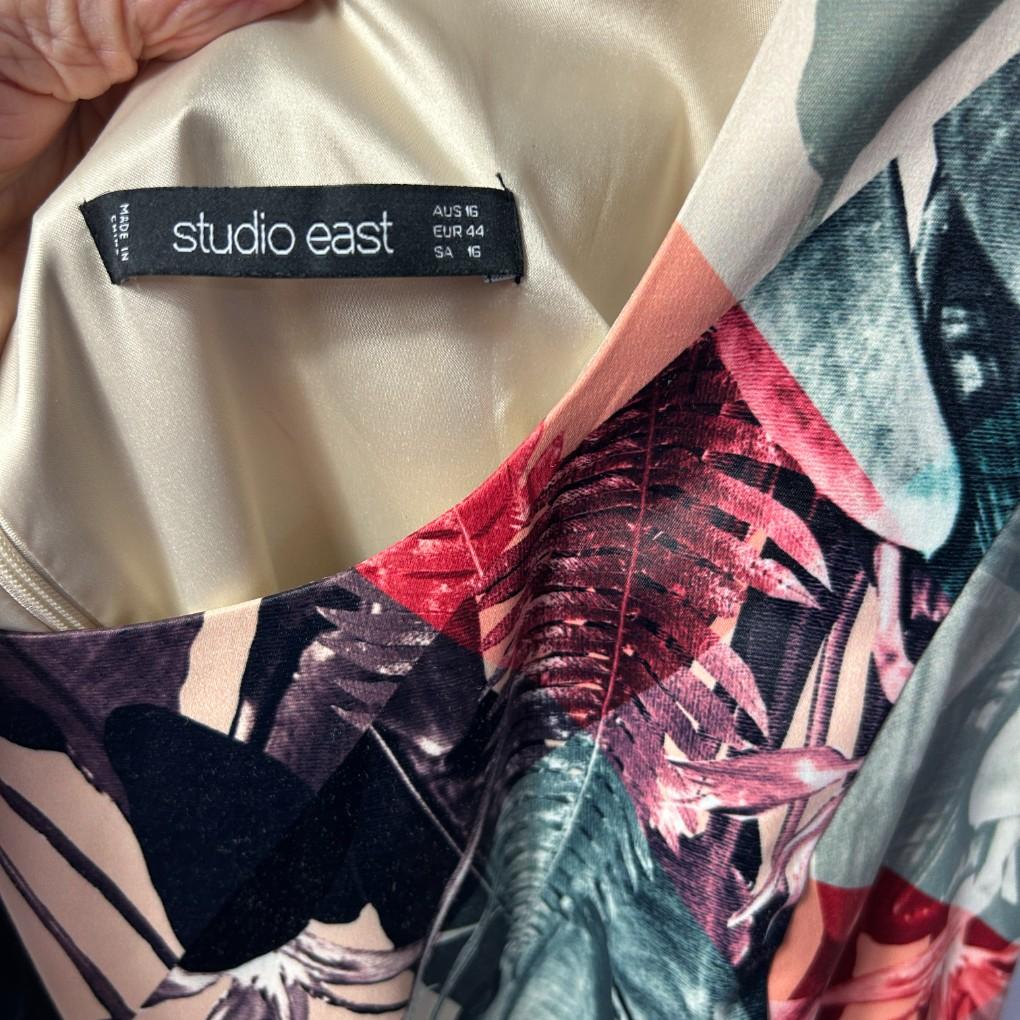 Studio East Abstract Print Pencil Dress - Size 16