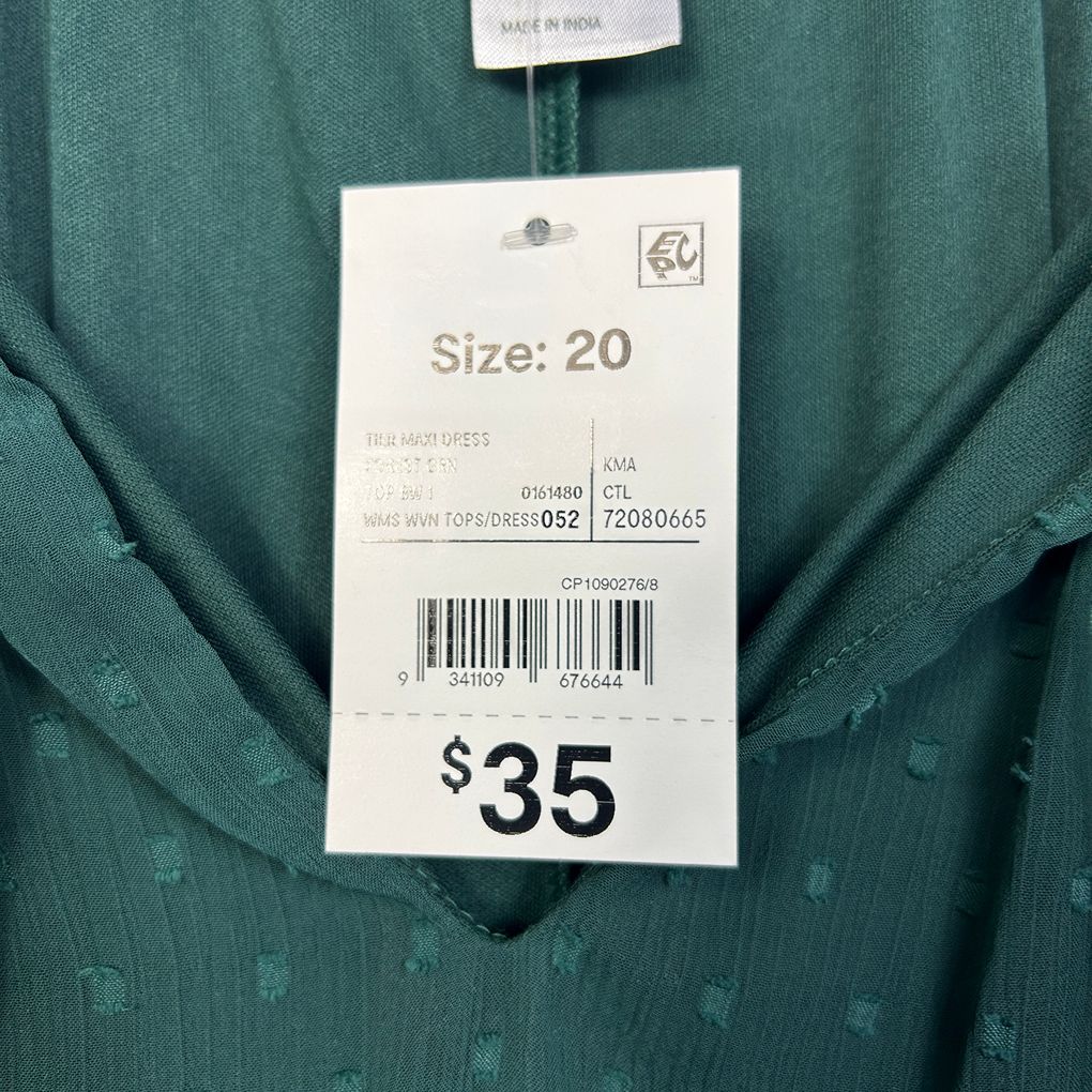 Anko Green Tiered Midi Dress - Size 20
