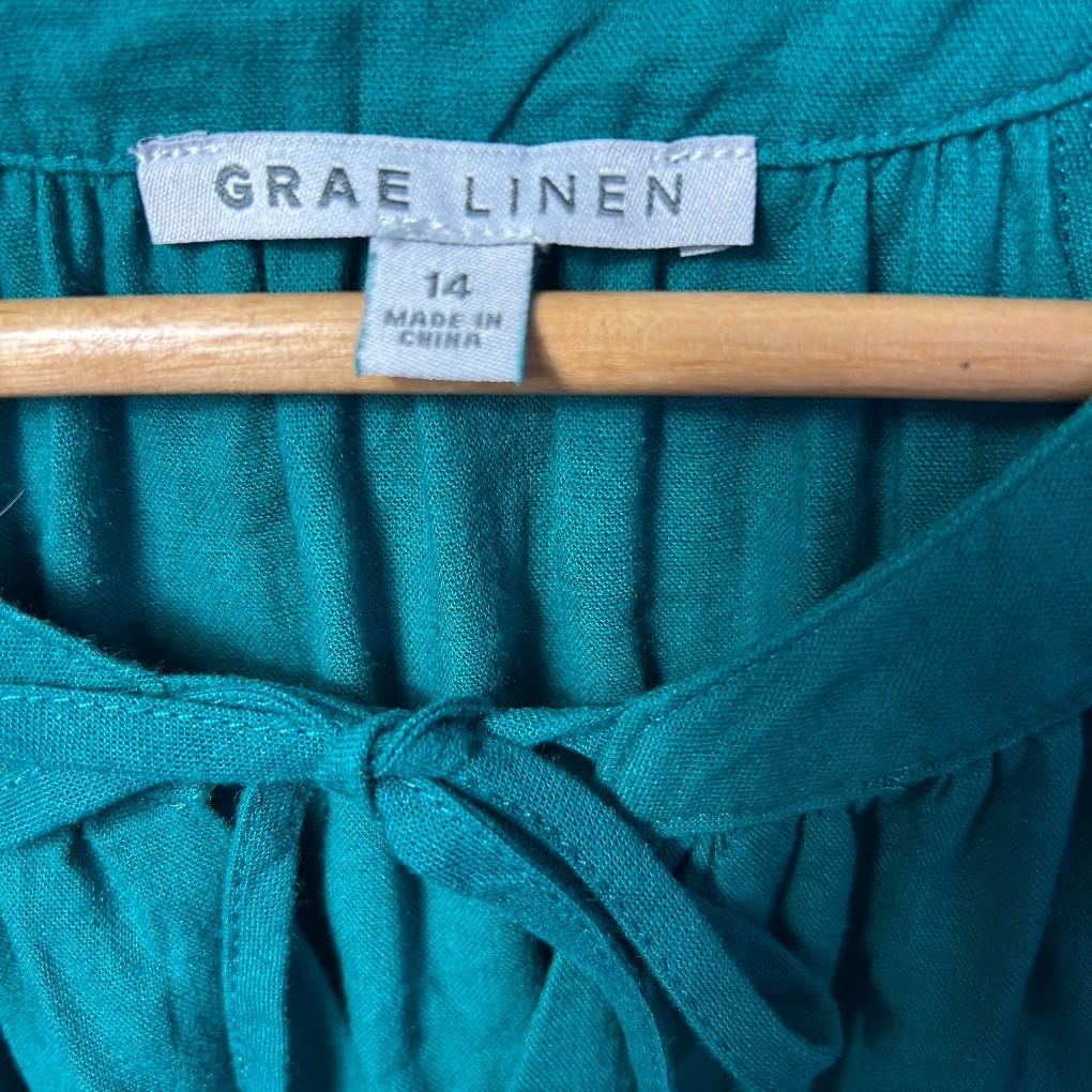 Suzanne Grae Teal Linen Dress - Size 14