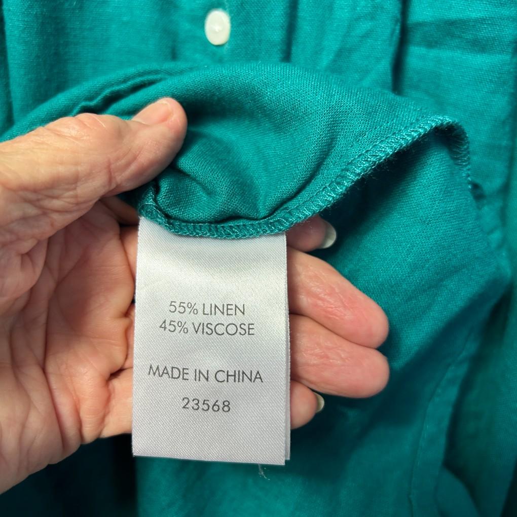 Suzanne Grae Teal Linen Dress - Size 14
