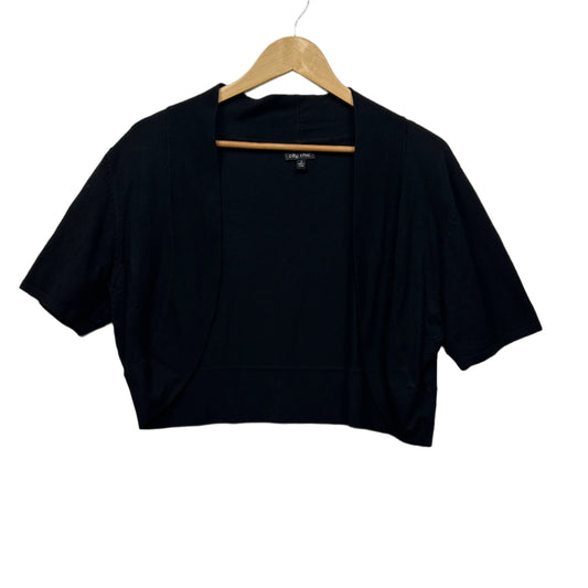 City Chic Cropped Cardigan Top Size 22 Large Plus Black Open Front