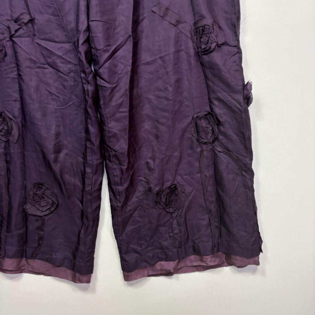 Cropped Purple Cargo Silk Pants - Size XL