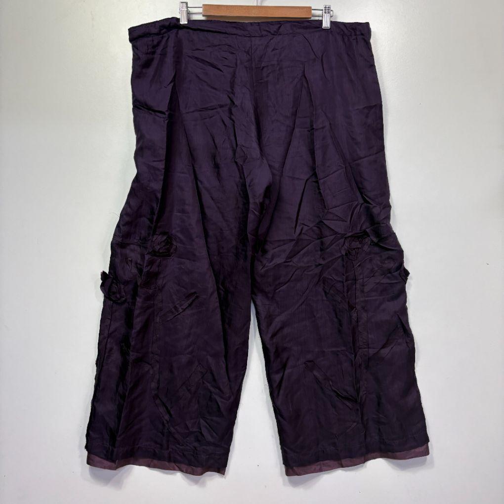 Cropped Purple Cargo Silk Pants - Size XL
