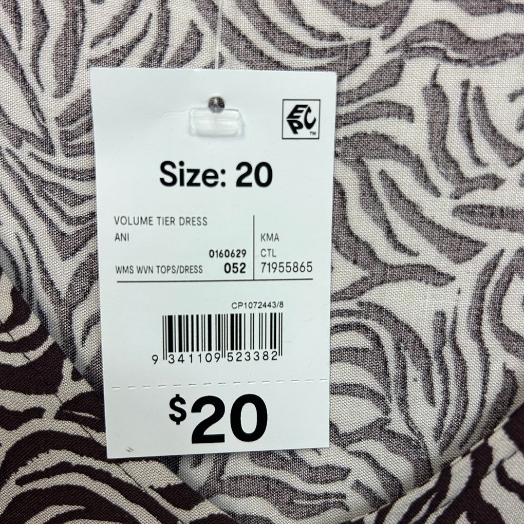 Anko Brown Zebra Print Dress - Size 20