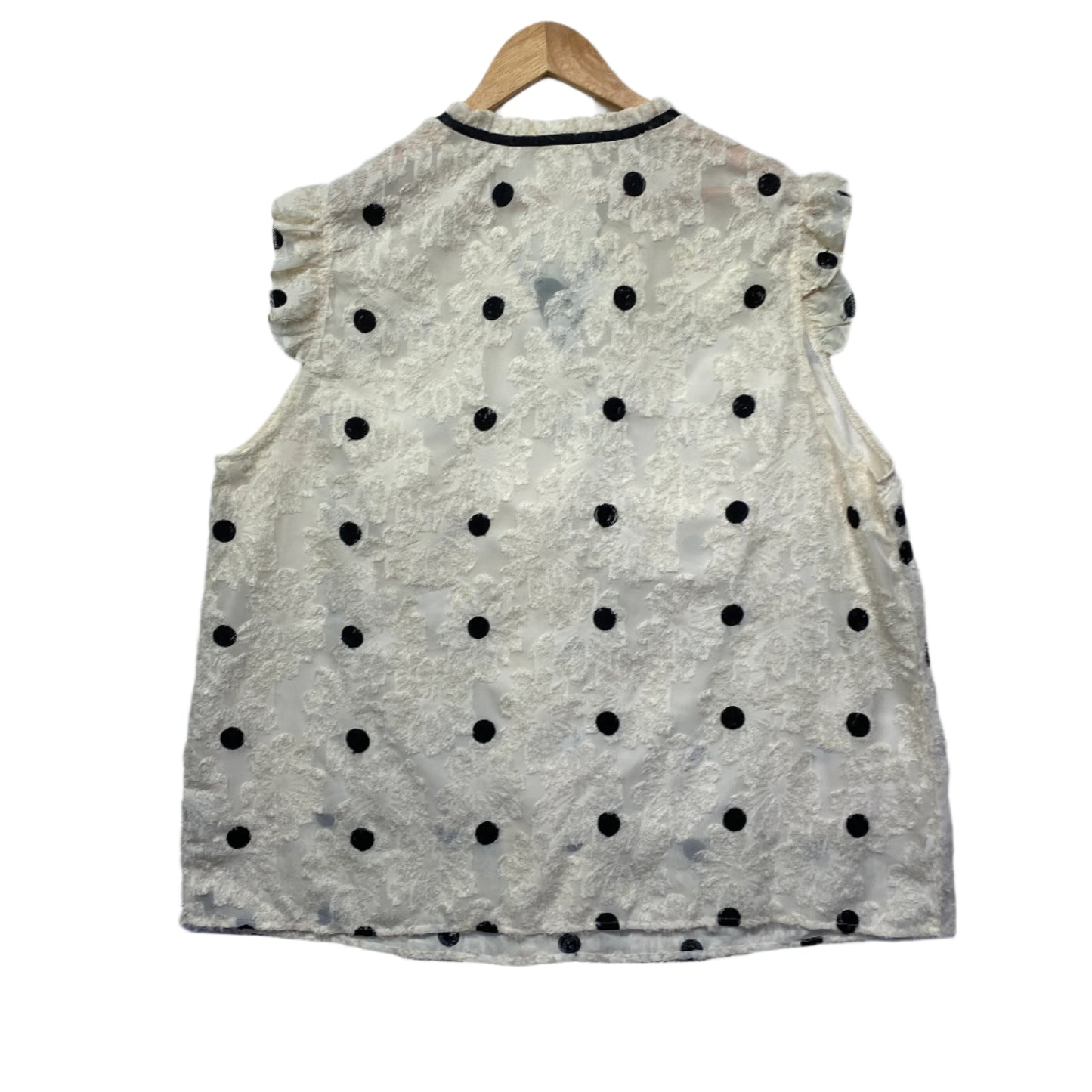 Lace Overlay Top Size 22? 24? Ruffle Trim Polka Dots