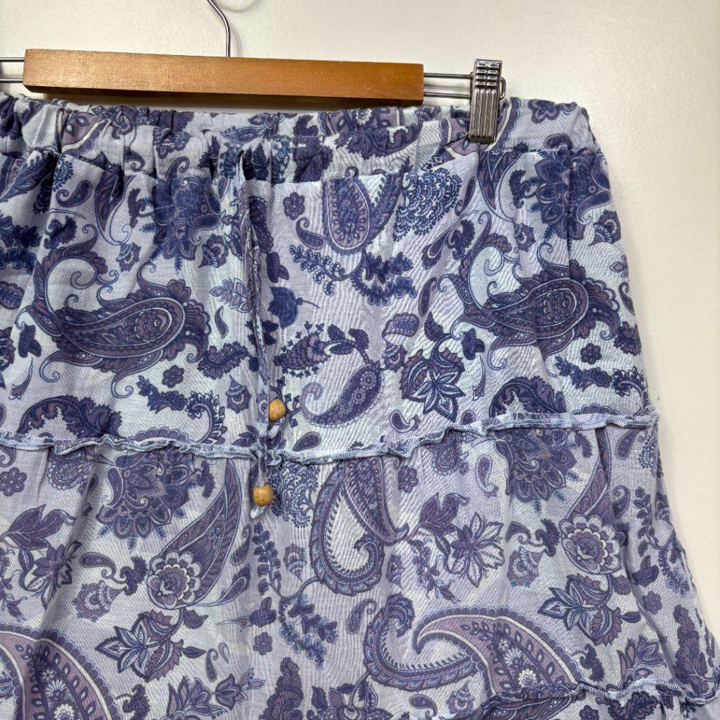 Blue Paisley Maxi Skirt - Size 16/18