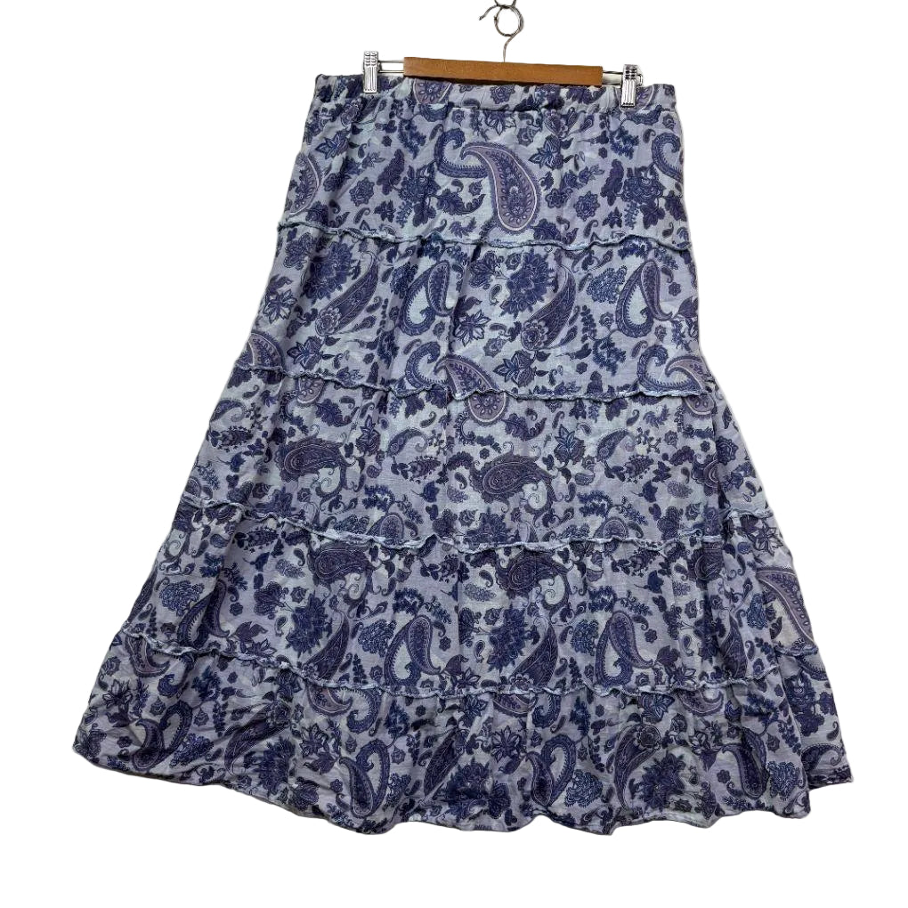 Blue Paisley Maxi Skirt - Size 16/18