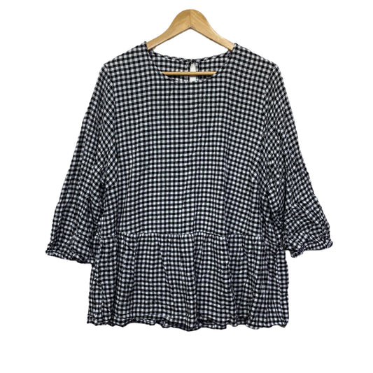 Gingham Check Smock Top Size 22? 24? Black White