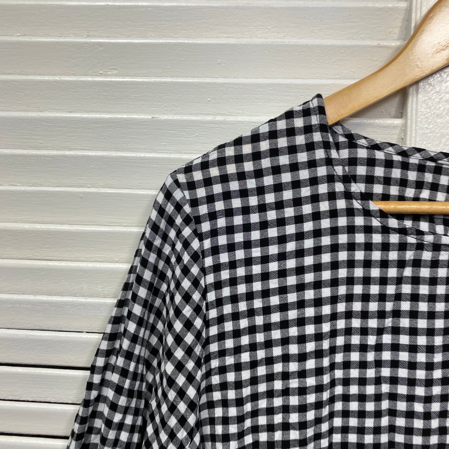 Gingham Check Smock Top Size 22? 24? Black White