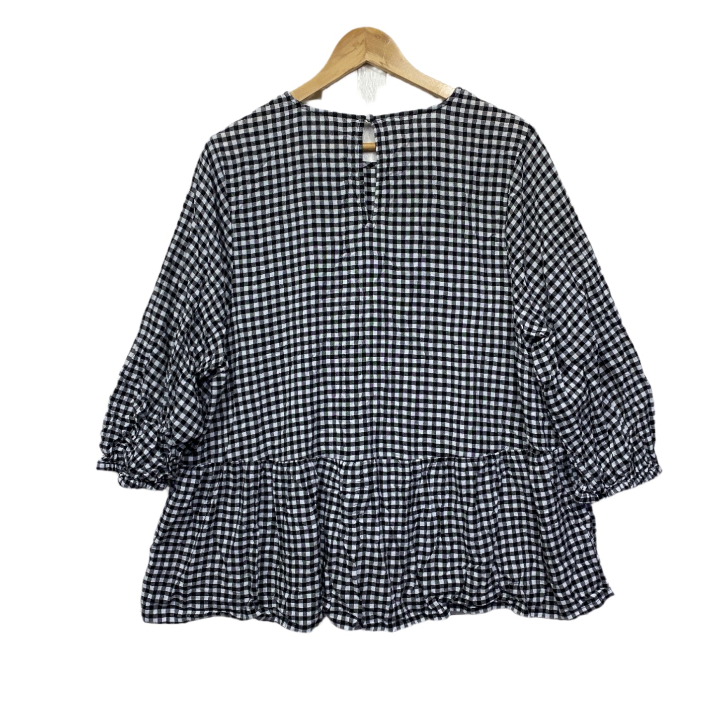 Gingham Check Smock Top Size 22? 24? Black White