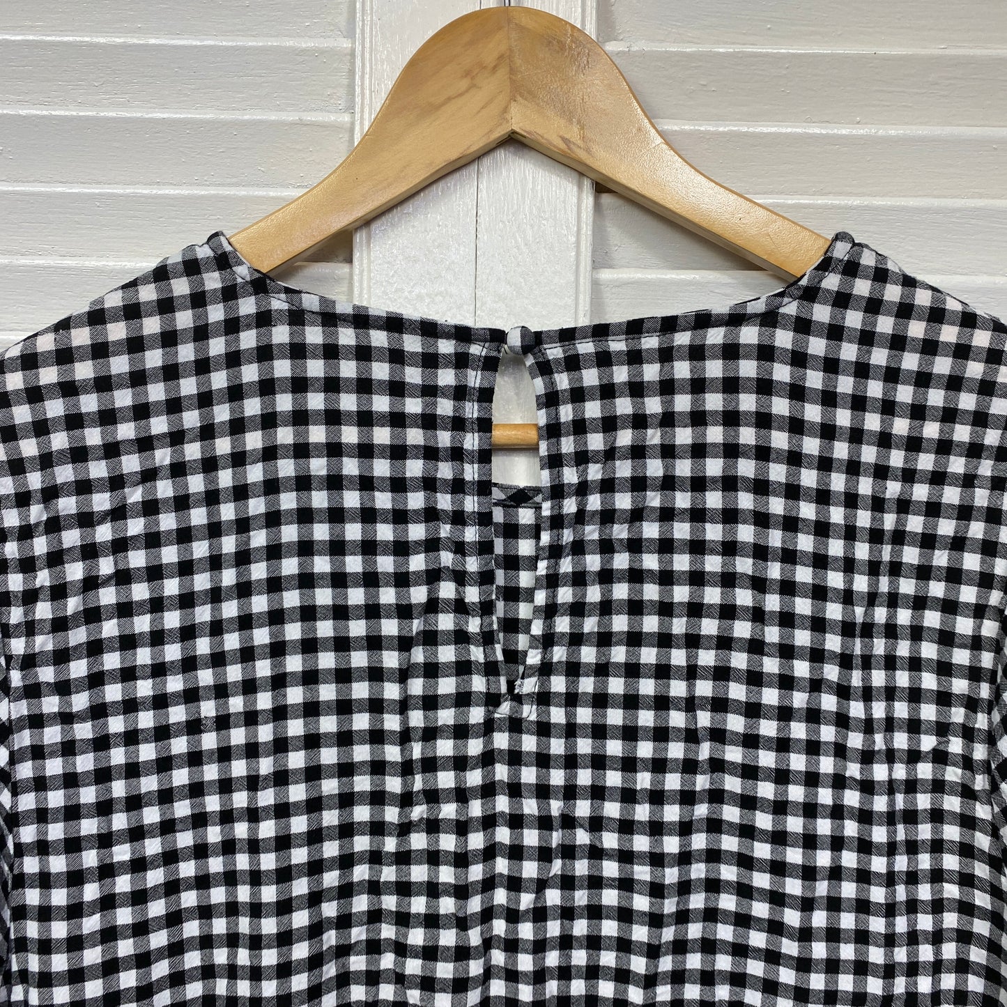 Gingham Check Smock Top Size 22? 24? Black White