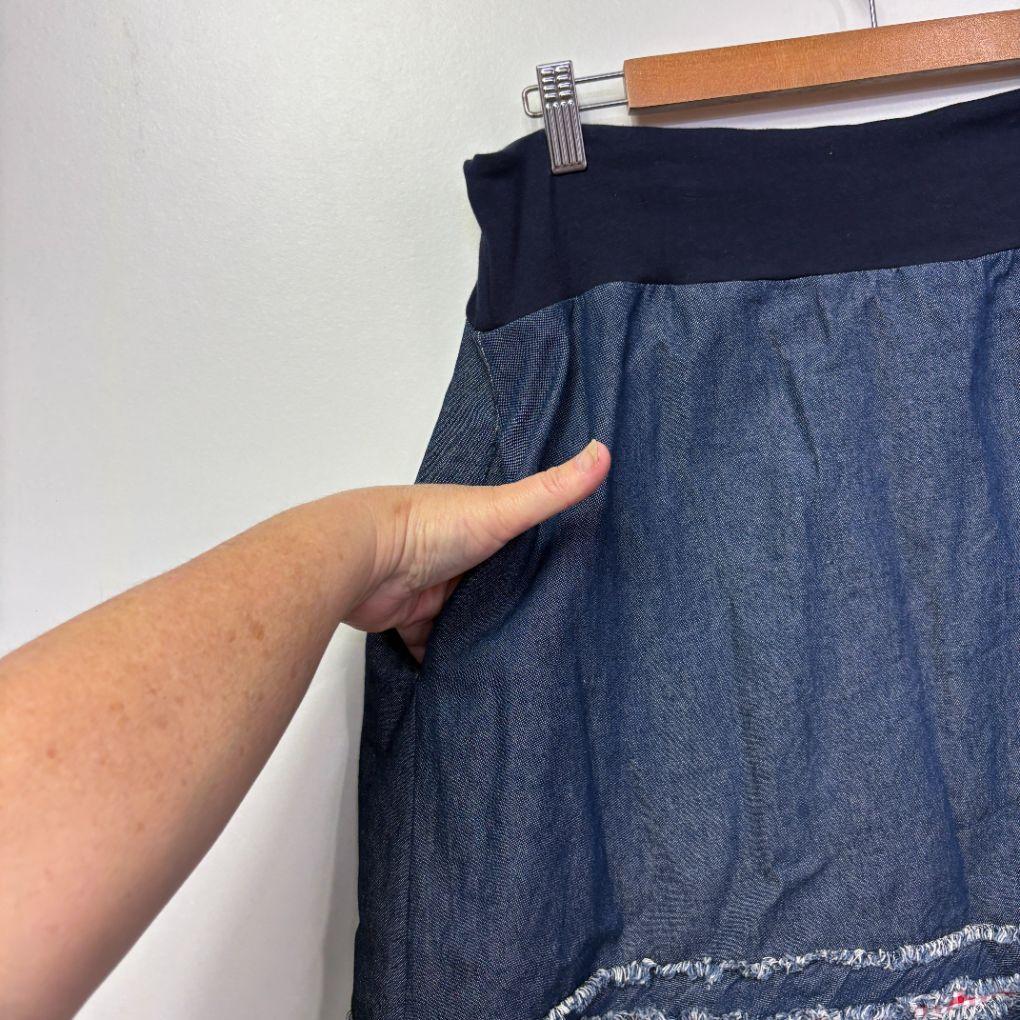Blue Denim Cotton Skirt - Size 14/16