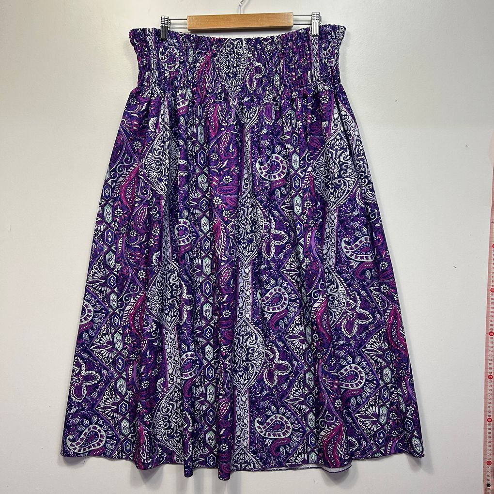 Purple Paisley Print Maxi Skirt - Size 4XL