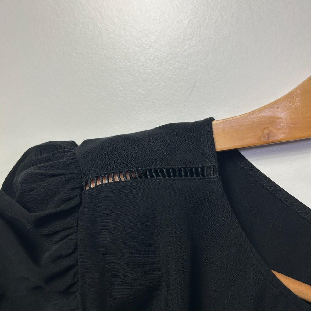 Piper Curve Crochet Trim Black Top - Size 16