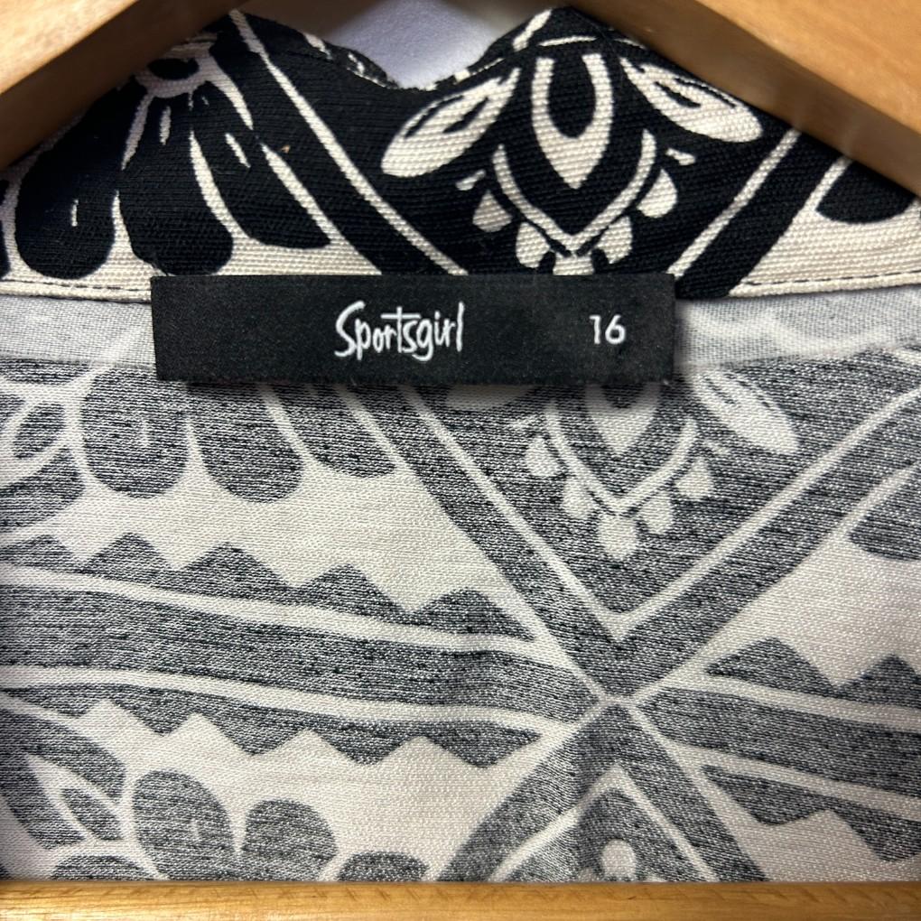 Sportsgirl Black & White Print Shirt - Size 16