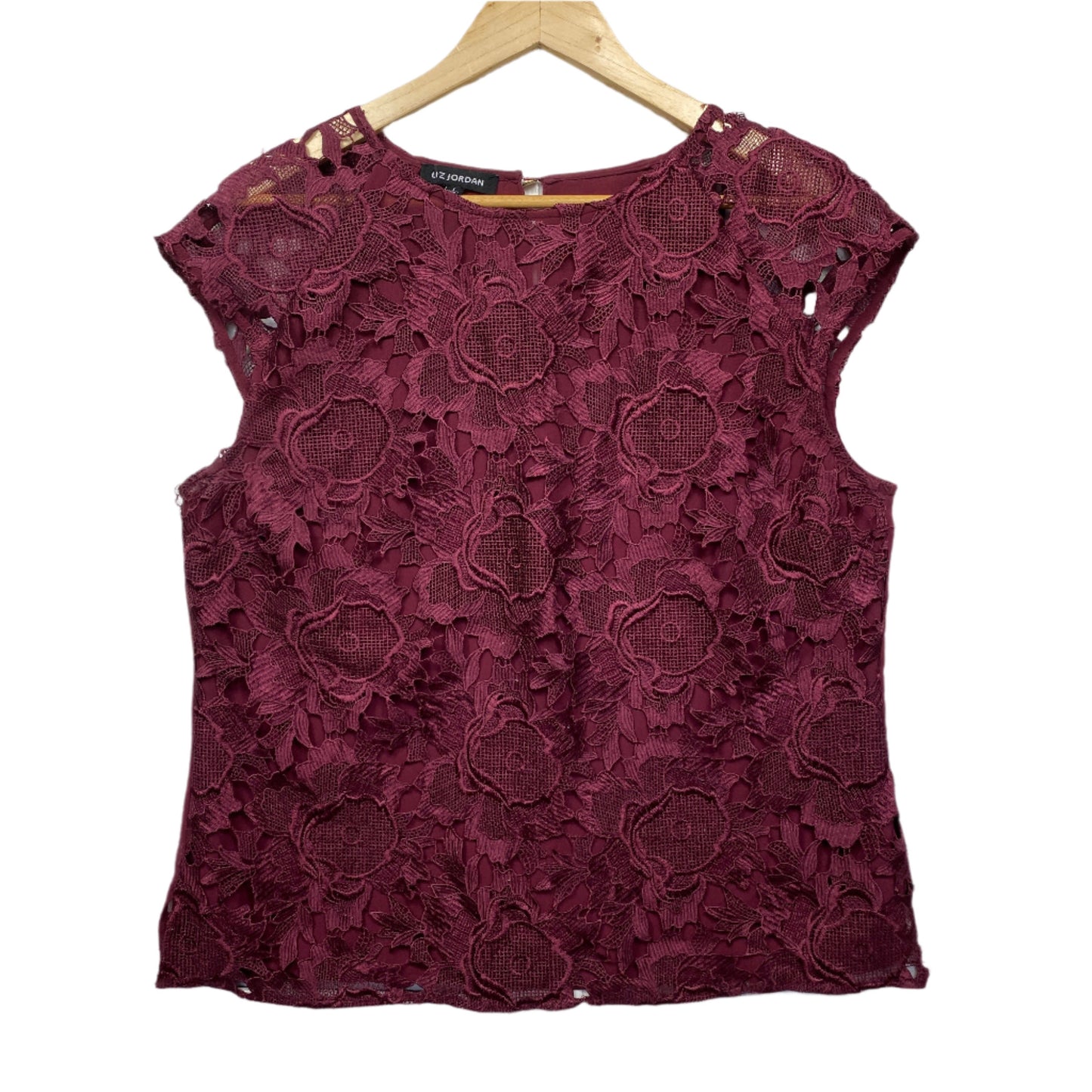 Liz Jordan Top Size 14 Large Maroon Lace Overlay Cocktail