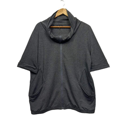 City Chic Top Shacket Size 20 22 Large Grey Short Sleeve Full Zip Up Pockets
