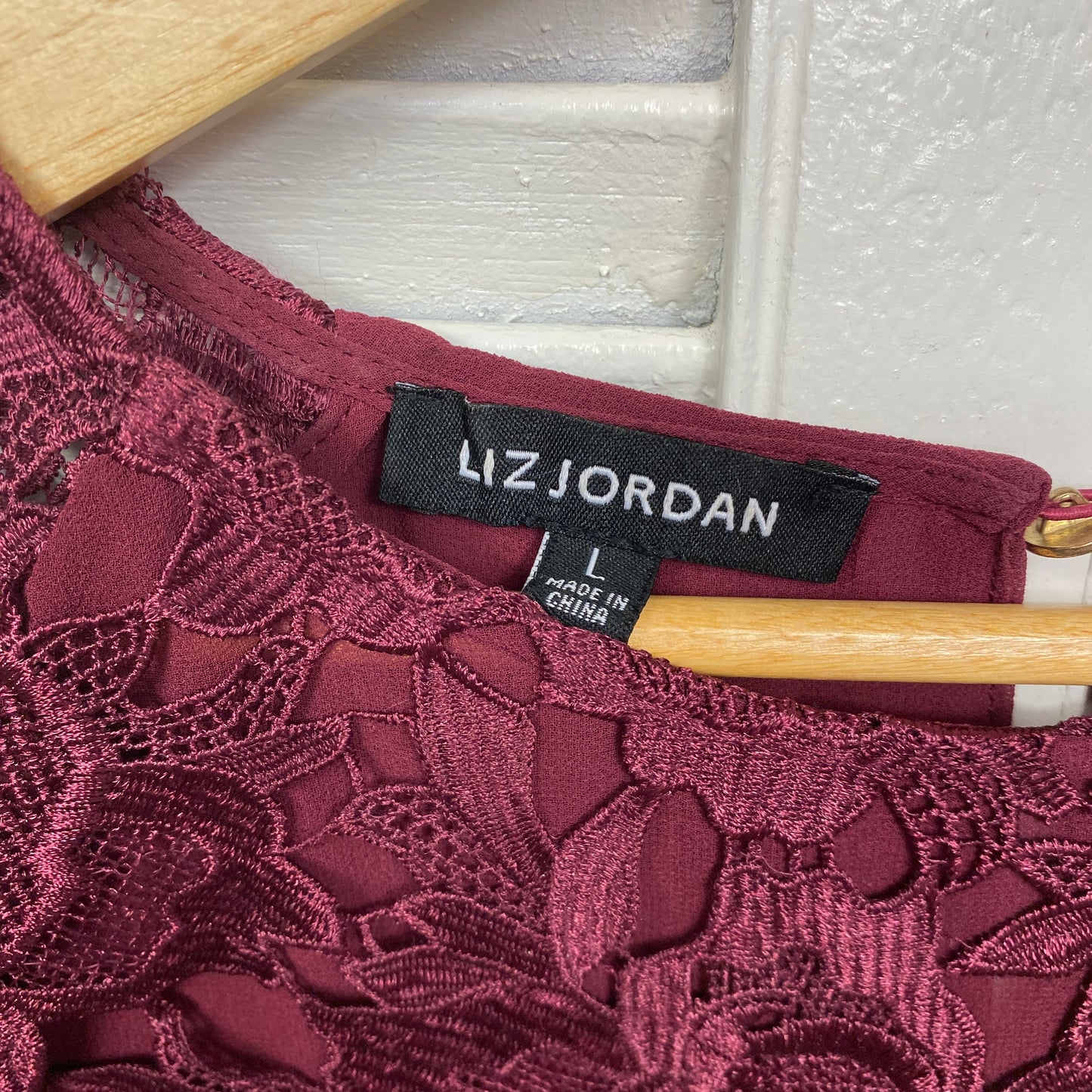 Liz Jordan Top Size 14 Large Maroon Lace Overlay Cocktail