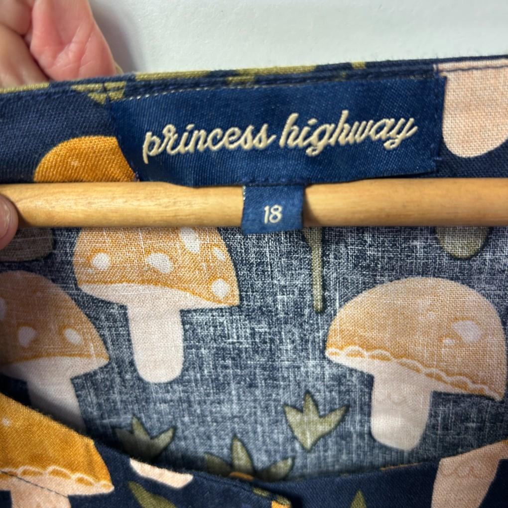 Princess Highway Navy Mushroom Print Dress - Size 18