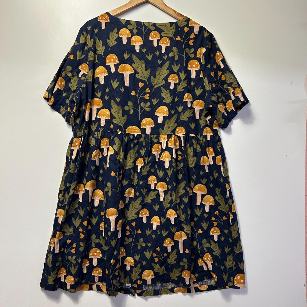 Princess Highway Navy Mushroom Linen Dress - Size 18