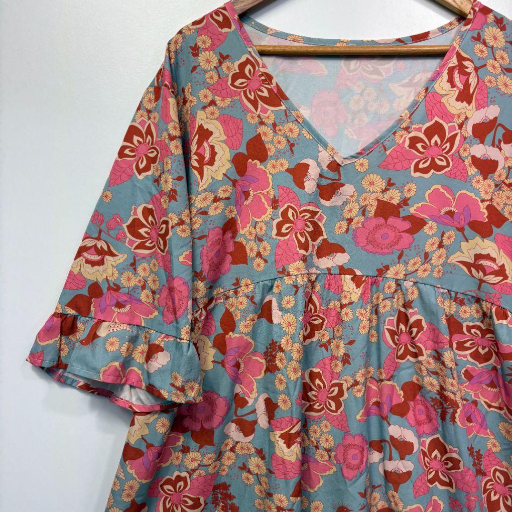 Multicoloured Floral Dress - Size 5XL