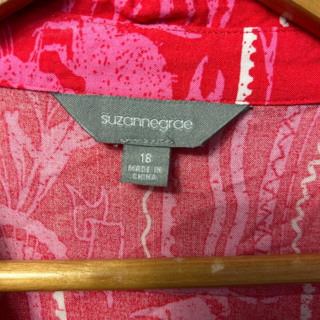 Suzanne Grae Red Print Shirt - Size 18