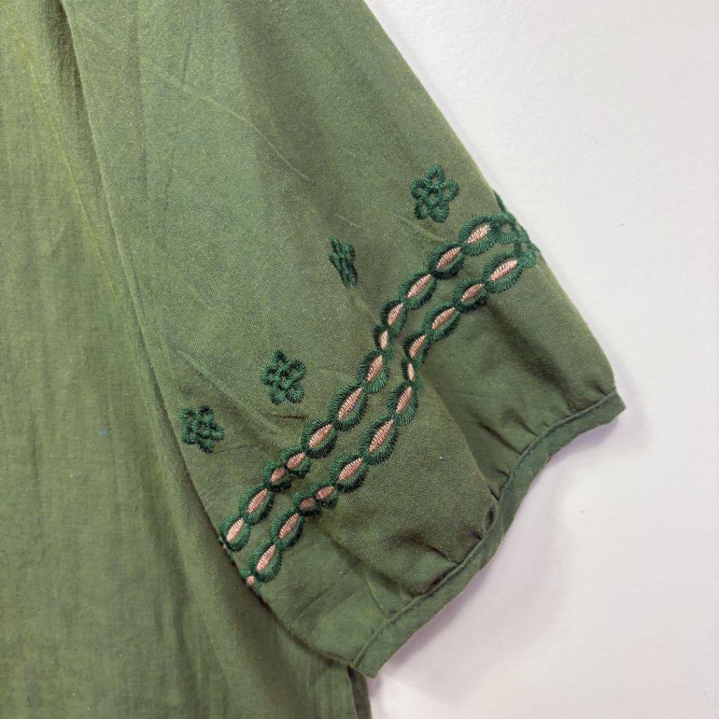 Green Cotton Embroidered Top - Size XXL