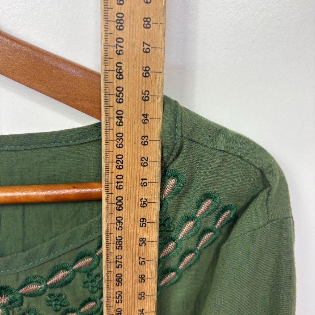 Green Cotton Embroidered Top - Size XXL