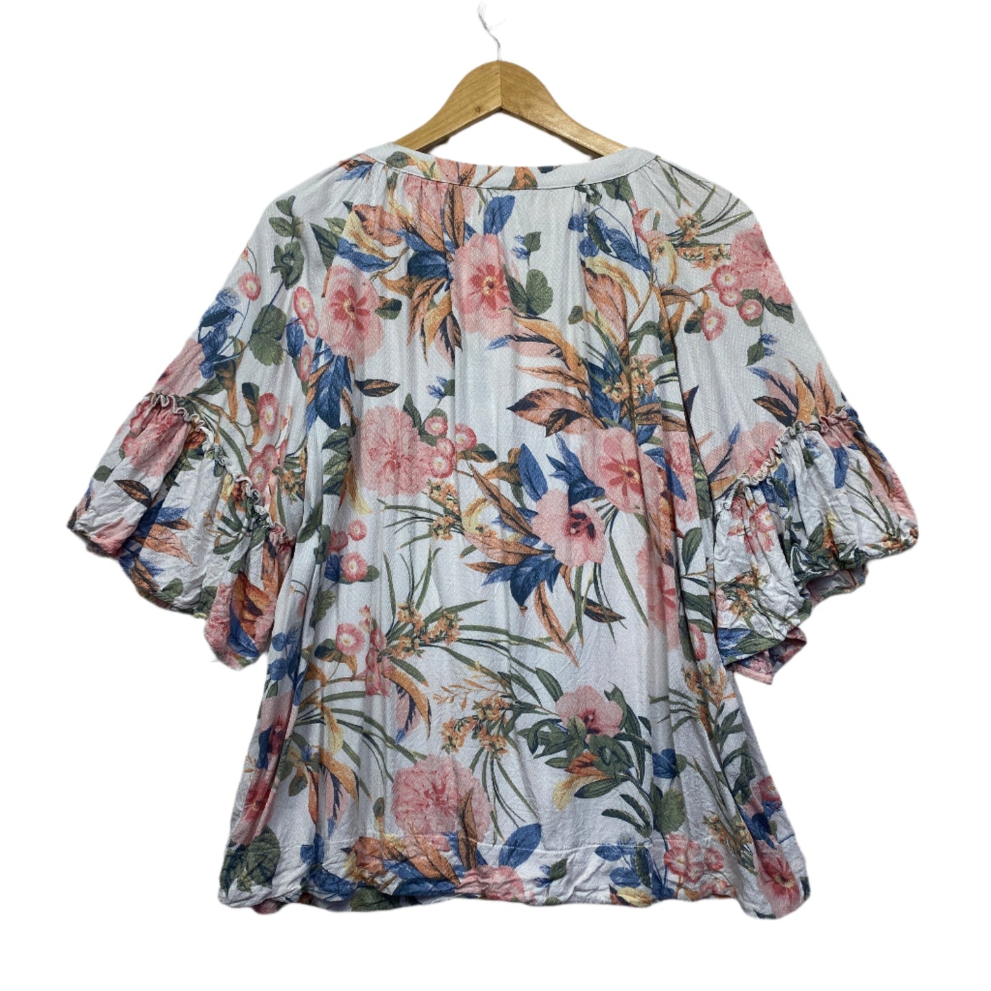 Katies Top Size 16 Floral Multicoloured Short Sleeve Viscose