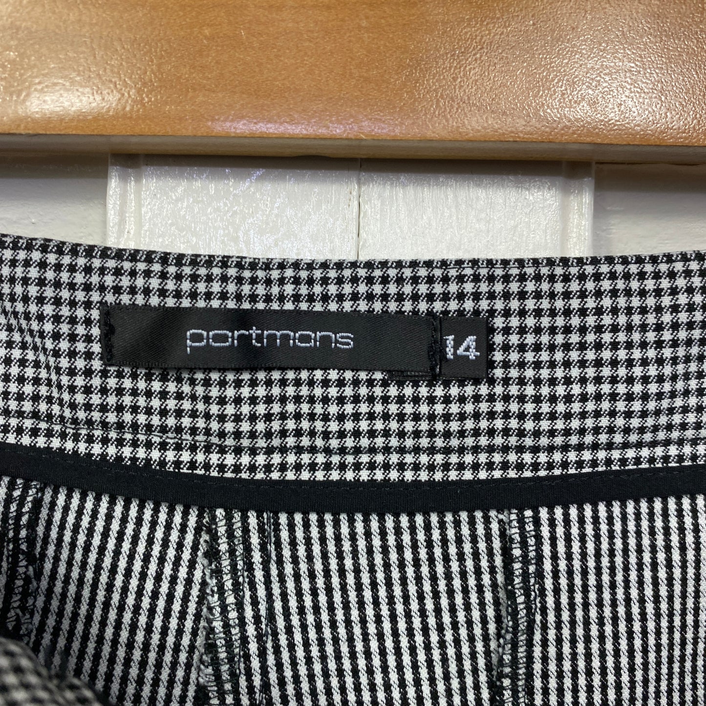 Portmans Pants Size 14 Black White Check