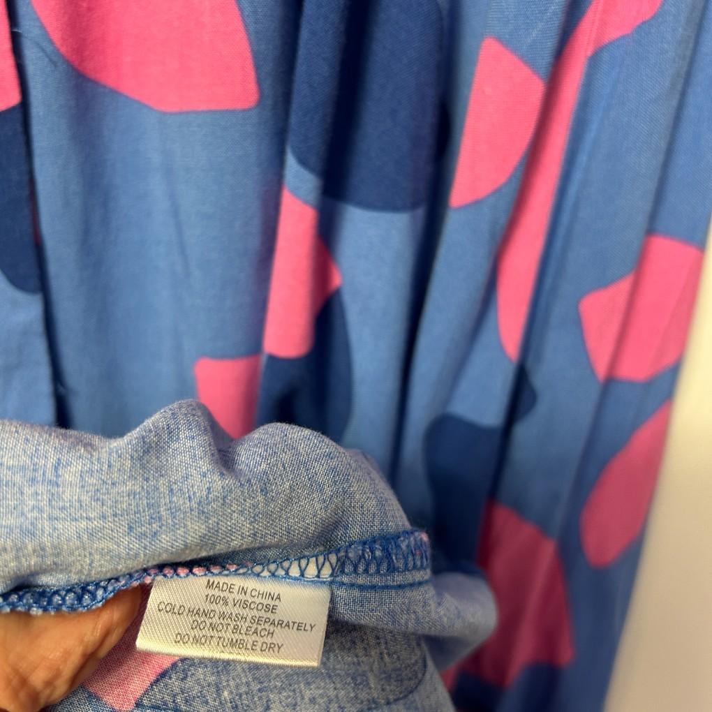 Fria Blue Pink Abstract Maxi Dress - Size 18