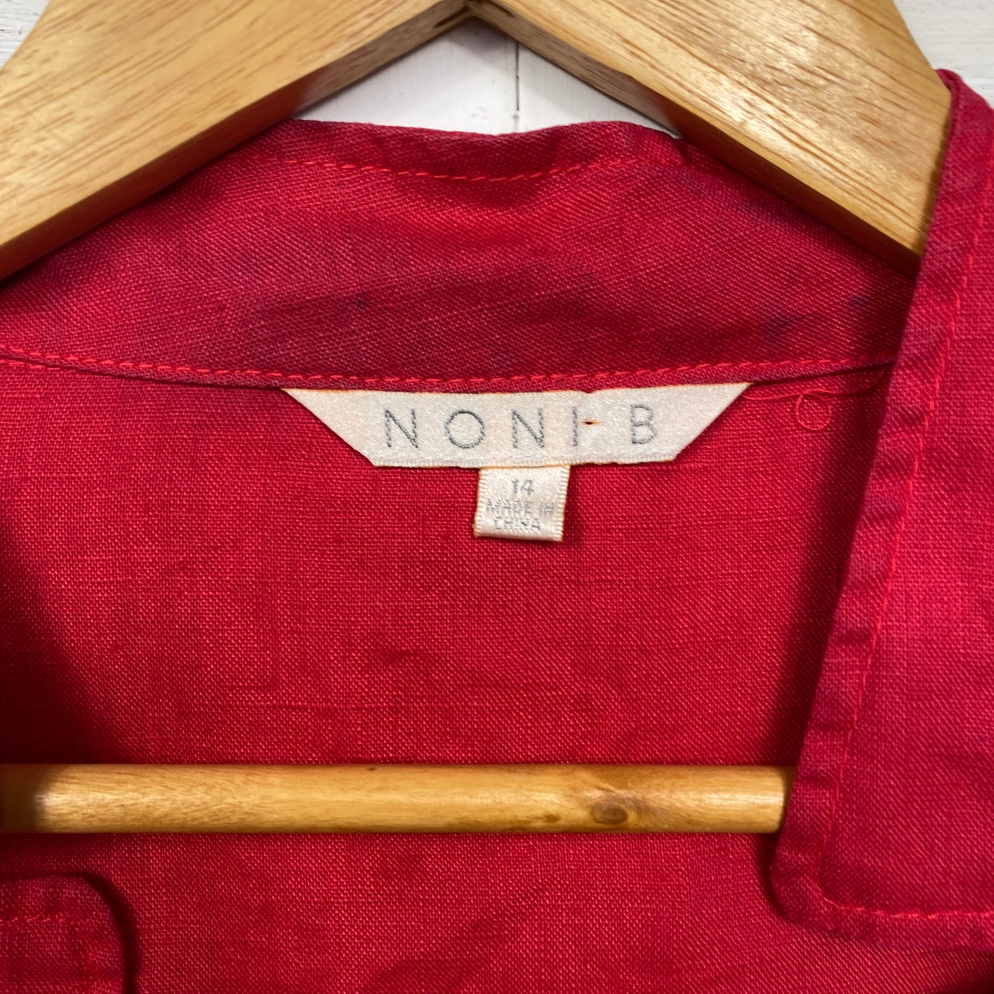 Noni B Top Size 14 Red Long Sleeve Open Front