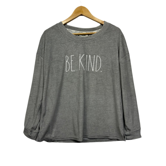 Rae Dunn 'Be Kind' Jumper Sweater Size XL 16 18 Grey Long Sleeve