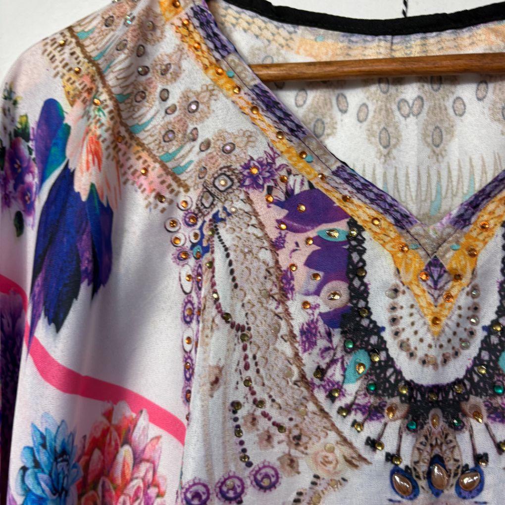 Handmade Multicoloured Embellished Kaftan - Size 14/16/18