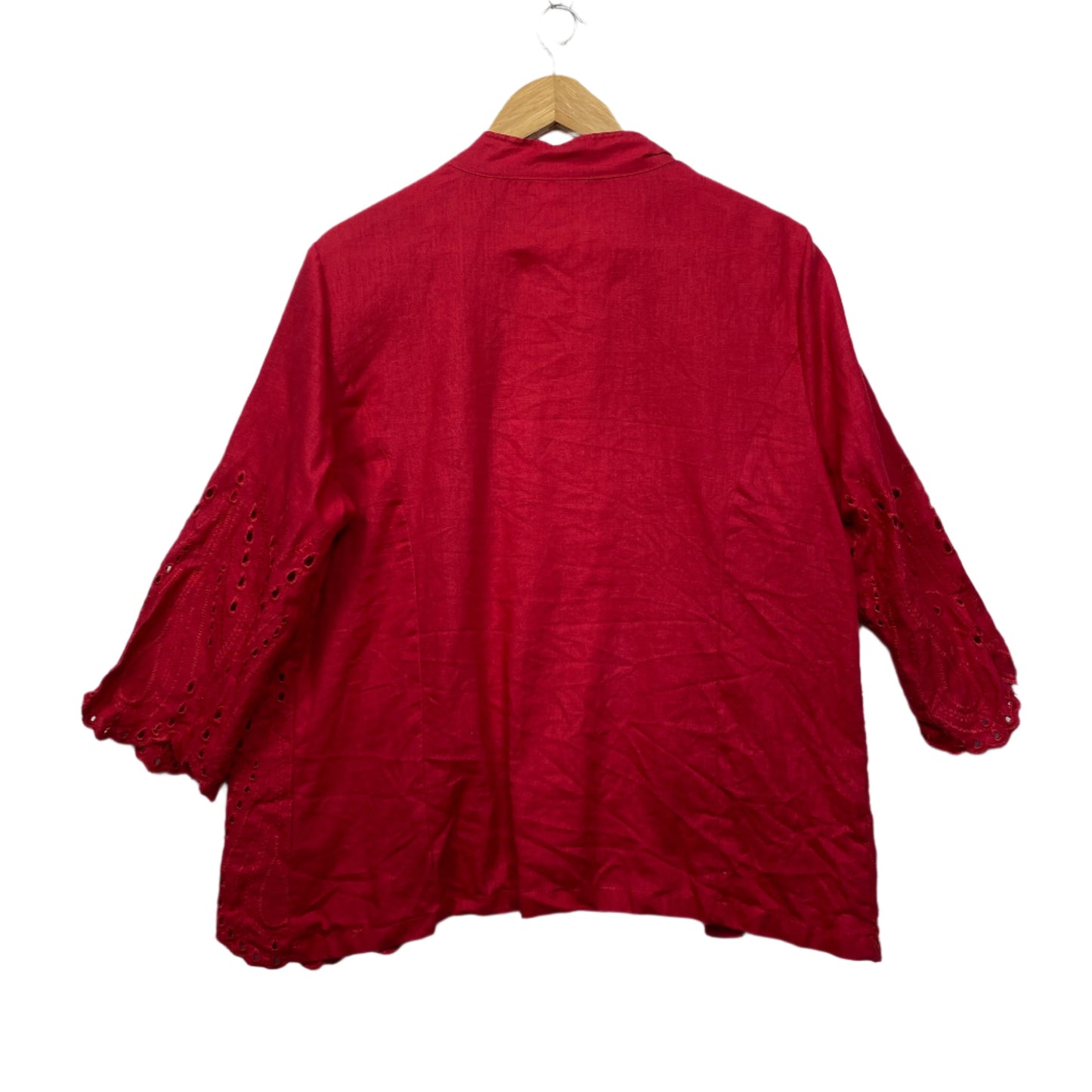 Noni B Top Size 14 Red Long Sleeve Open Front