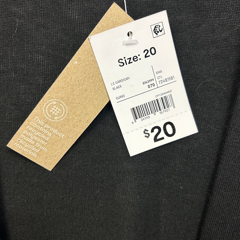Anko Black Longline Cardigan - Size 20