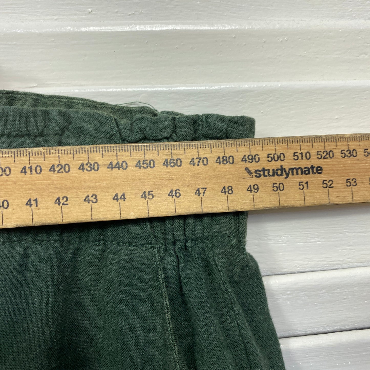 Katies Cropped Linen Pants Size 18 Green Pockets