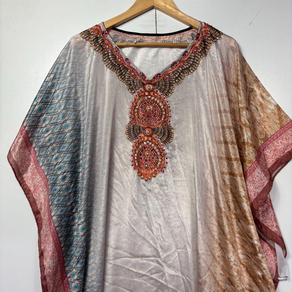 Handmade Multicoloured Embellished Kaftan - Size 14/16/18