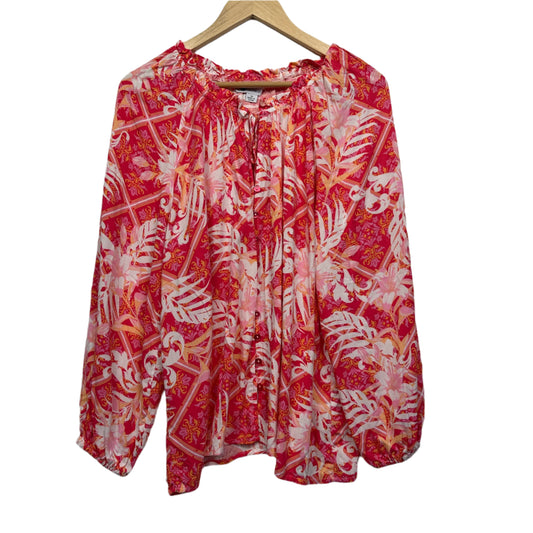 Rockmans Top Size 16 Long Sleeve Multicoloured Floral