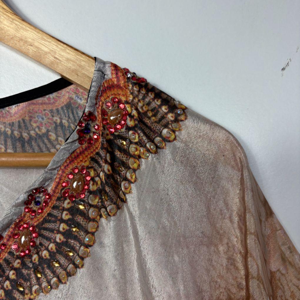 Handmade Multicoloured Embellished Kaftan - Size 14/16/18