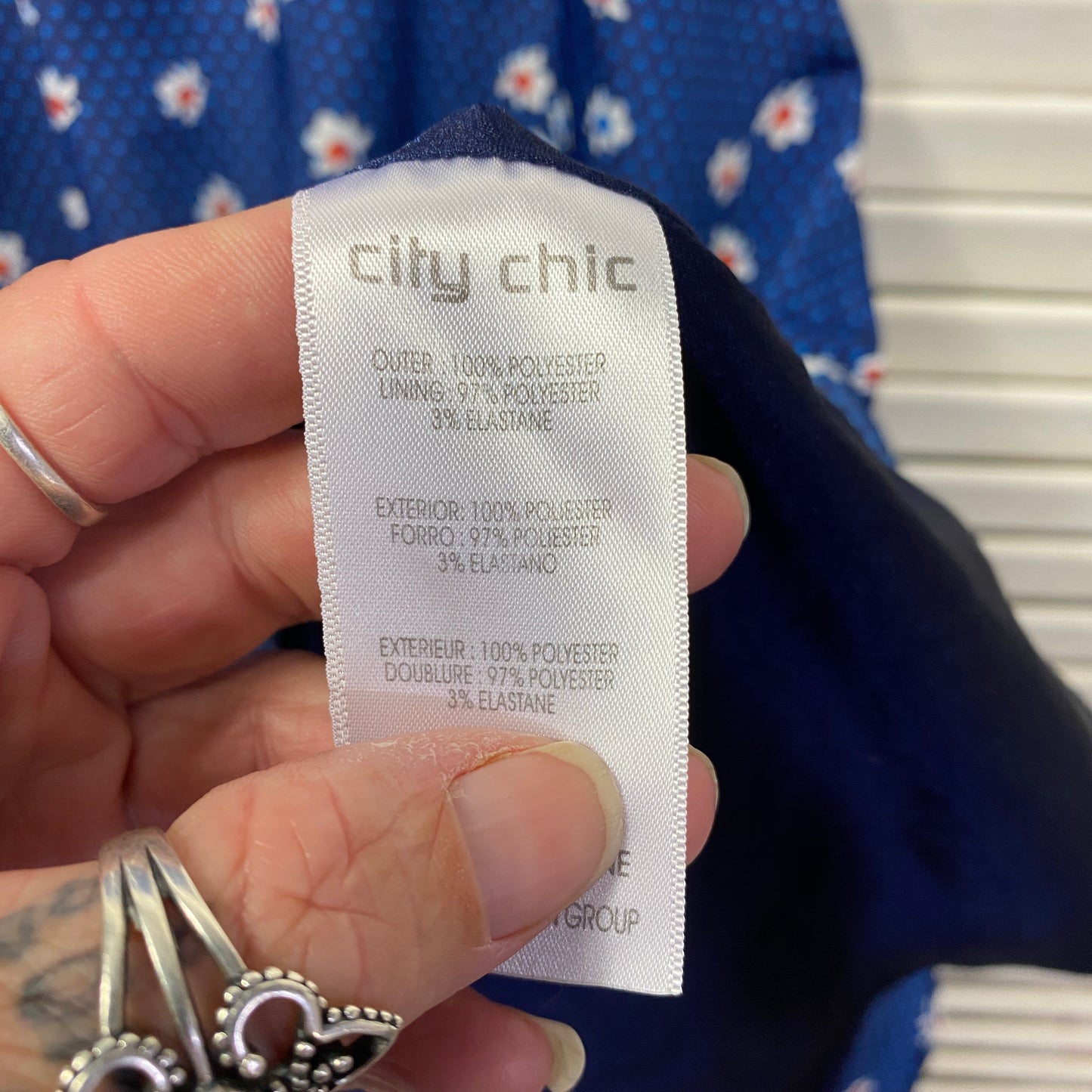 City Chic Dress Size 18 Plus Medium Blue White Collared Floral