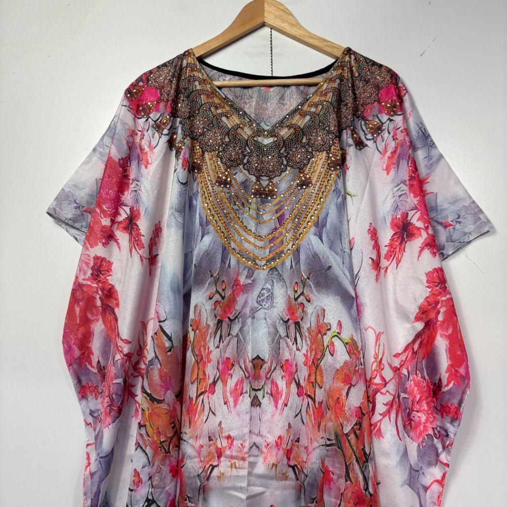Handmade Multicoloured Embellished Kaftan - Size 14/16/18