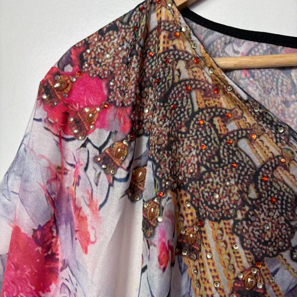 Handmade Multicoloured Embellished Kaftan - Size 14/16/18