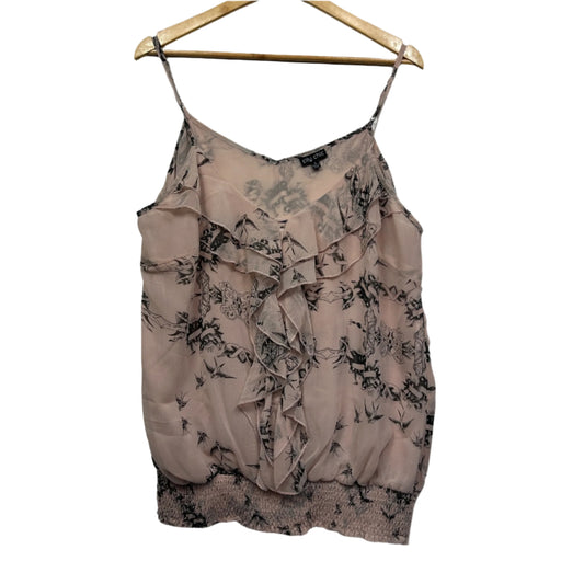 City Chic Top Size 14 16 Small Plus Pink Floral Sleeveless