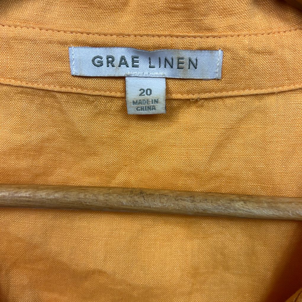 Suzanne Grae Linen Mustard Linen Shirt - Size 20