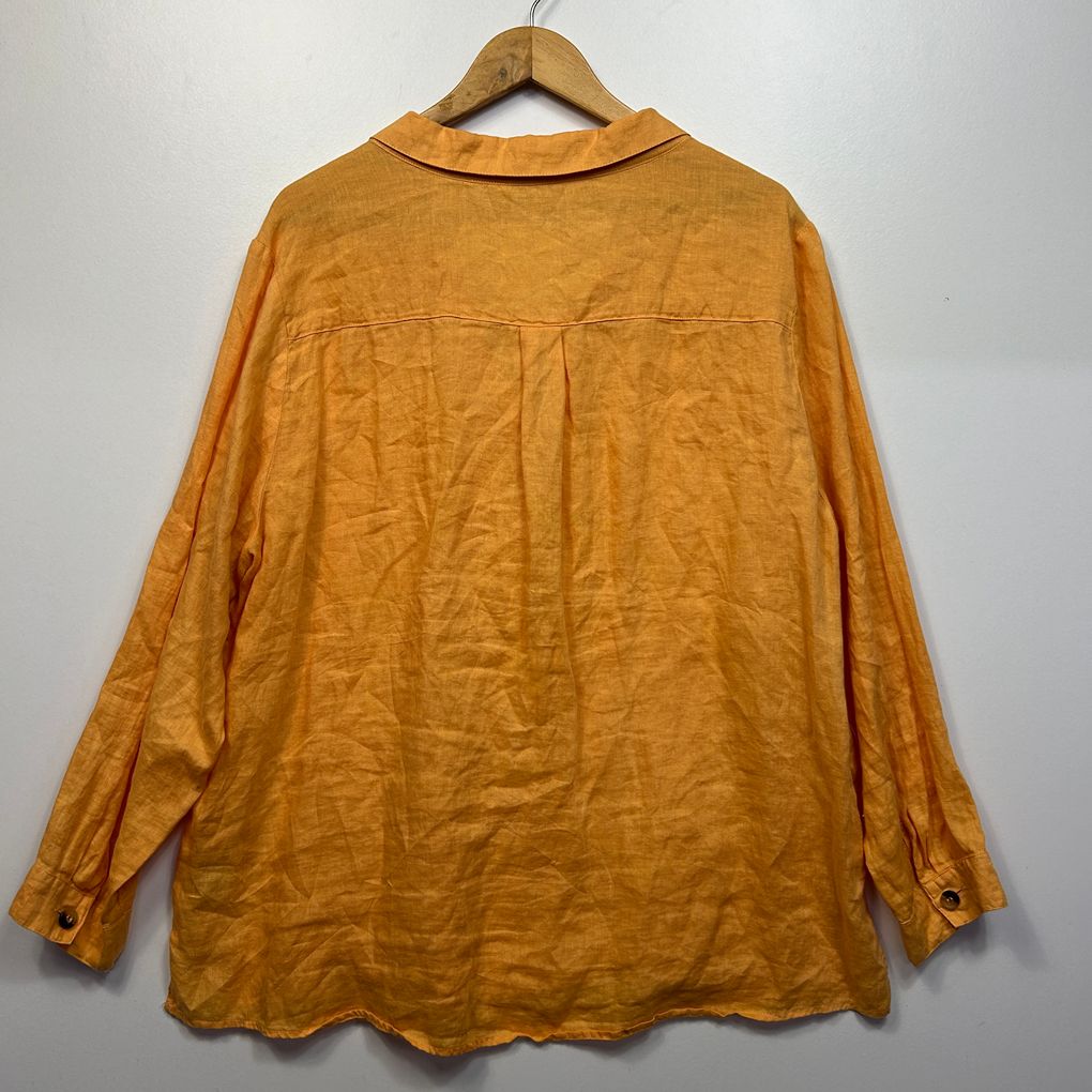 Suzanne Grae Linen Mustard Linen Shirt - Size 20