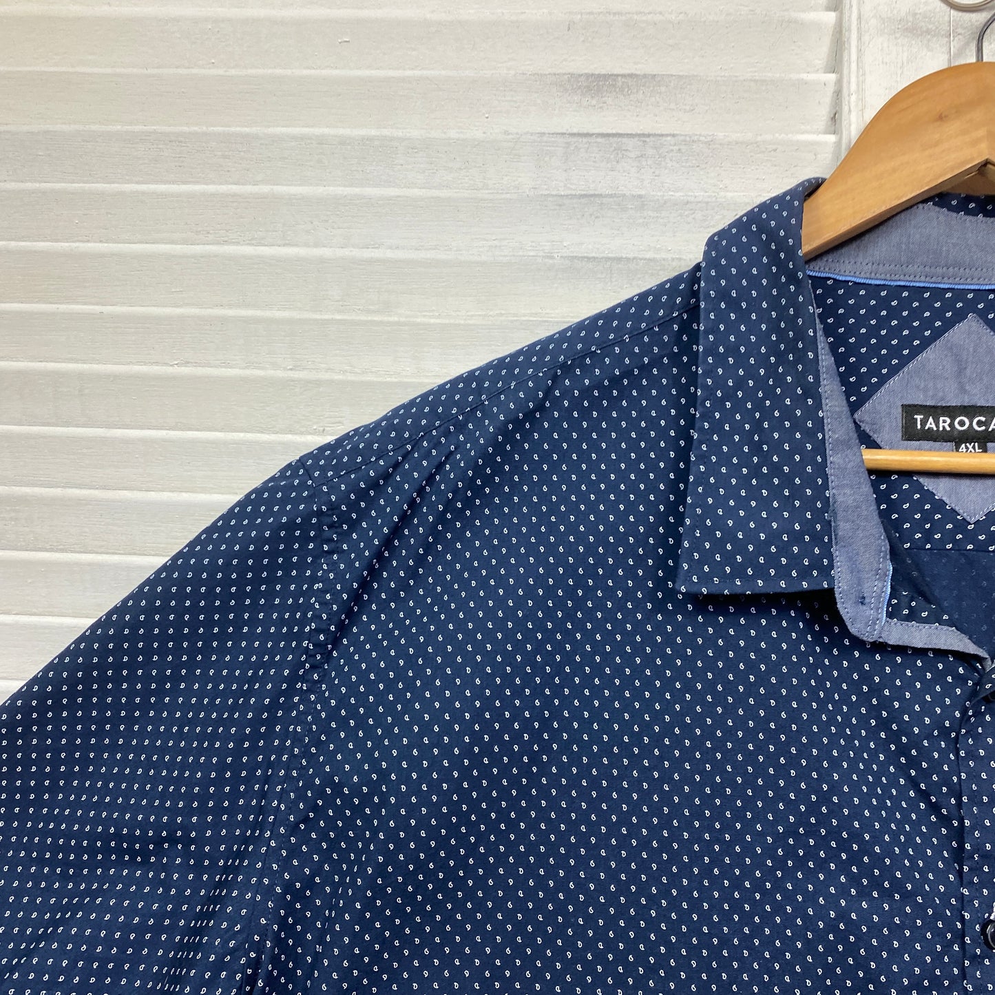 Tarocash Mens Shirt Size 4XL Blue Short Sleeve Button Up